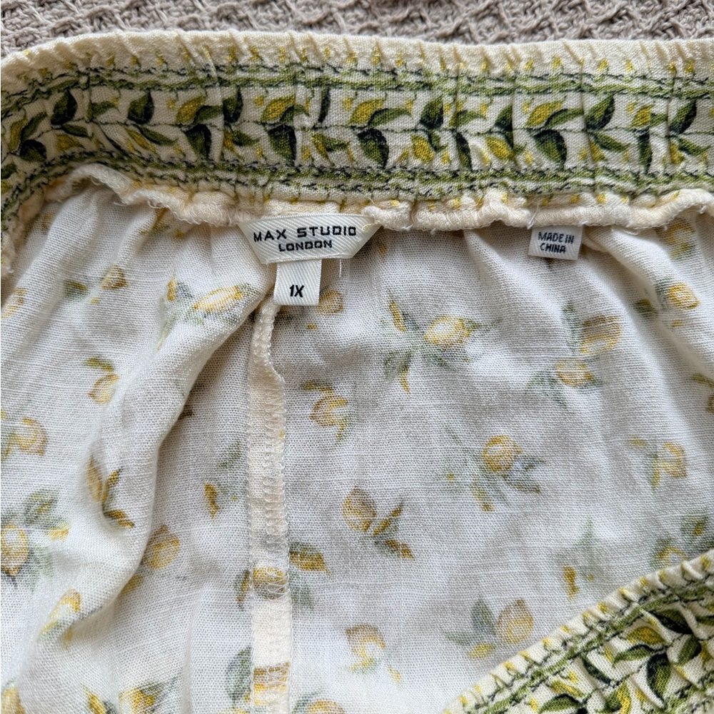 MAX STUDIO Lemon Print Maxi Skirt In Tiered size 1X Yellow Ruffle Womens - Picture 6 of 7